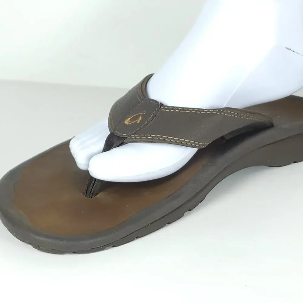 Olukai Men's Ohana US11 Brown Slip On Flat Thong Sandals